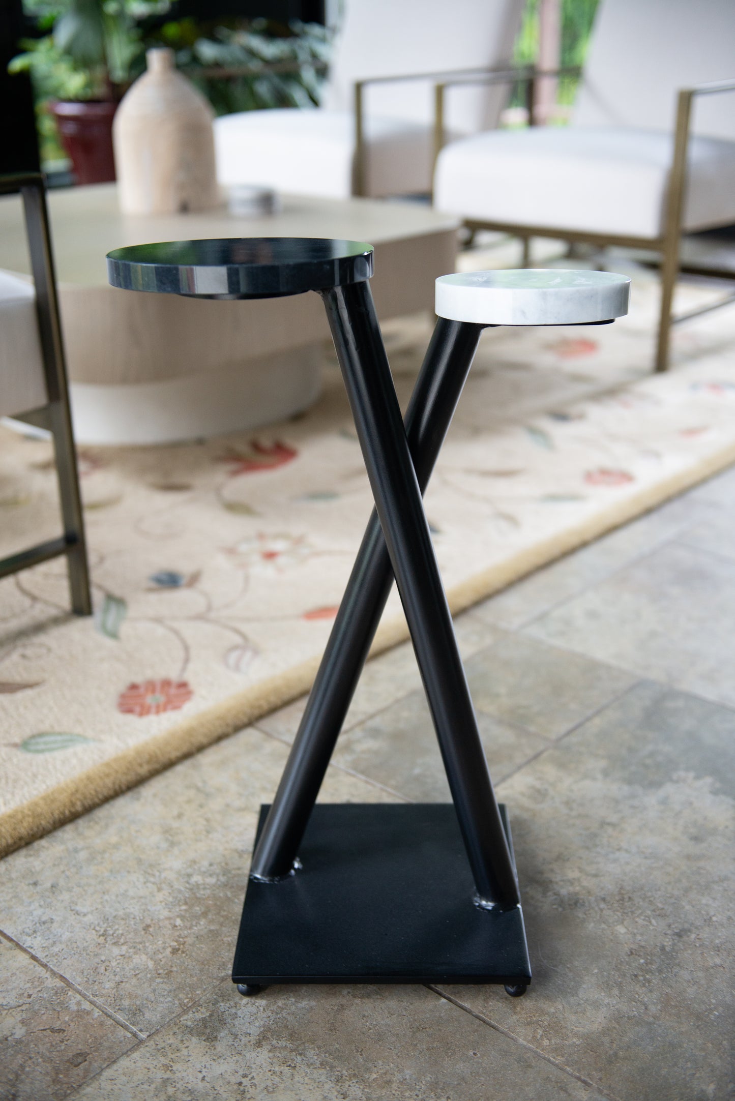 Steel & Marble Drink Table - D